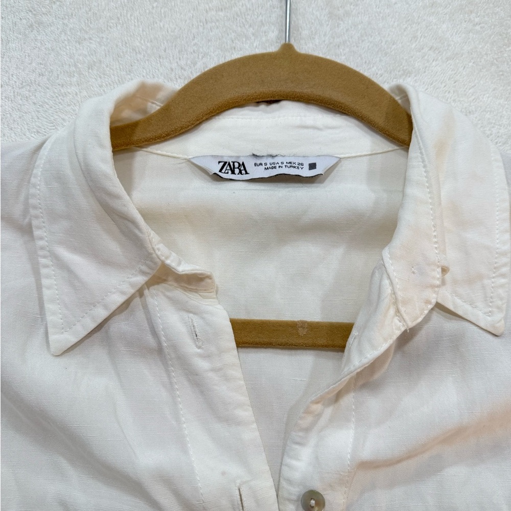 Zara White Button Down Crop Top - Picture 9 of 10